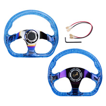 Load image into Gallery viewer, Brand New JDM Universal 6-Hole 326mm Vip Blue Crystal Bubble Burnt Blue Steering Wheel