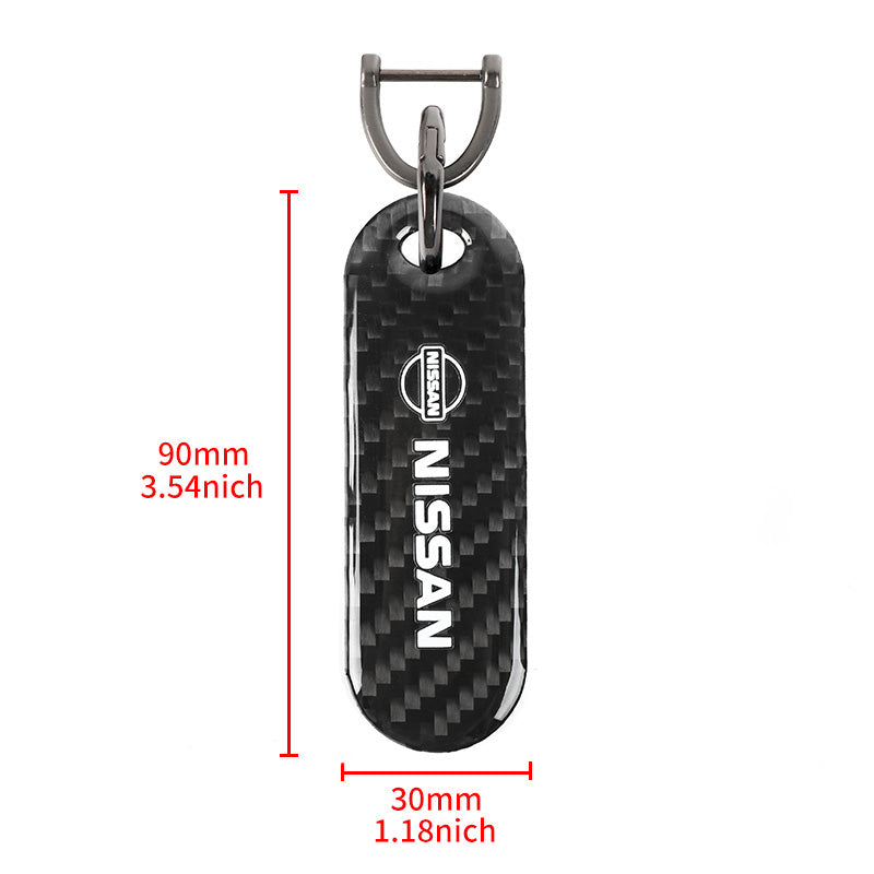 Brand New Universal 100% Real Carbon Fiber Keychain Key Ring For Nissan