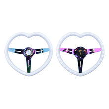 Load image into Gallery viewer, Brand New 350mm 13.77&quot; Universal Heart Shaped White ABS Racing Steering Wheel Neo Chrome Spoke