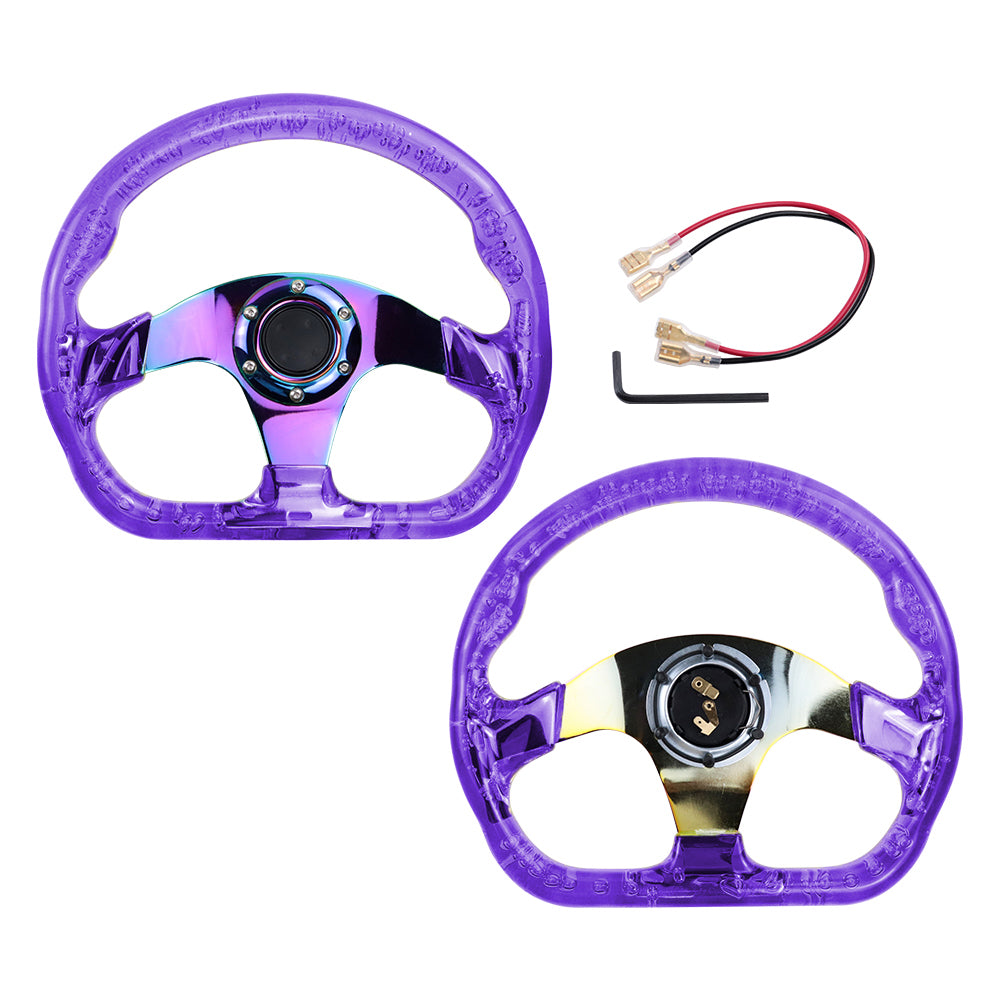 Brand New JDM Universal 6-Hole 326mm Vip Purple Crystal Bubble Neo Spoke Steering Wheel