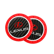 Load image into Gallery viewer, Brand New 2PCS LEXUS Real Carbon Fiber Car Cup Holder Pad Water Cup Slot Non-Slip Mat Universal