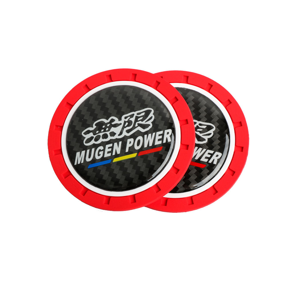 Brand New 2PCS Mugen Real Carbon Fiber Car Cup Holder Pad Water Cup Slot Non-Slip Mat Universal