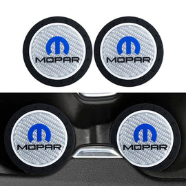 Brand New 2PCS MOPAR Real Carbon Fiber Car Cup Holder Pad Water Cup Slot Non-Slip Mat Universal