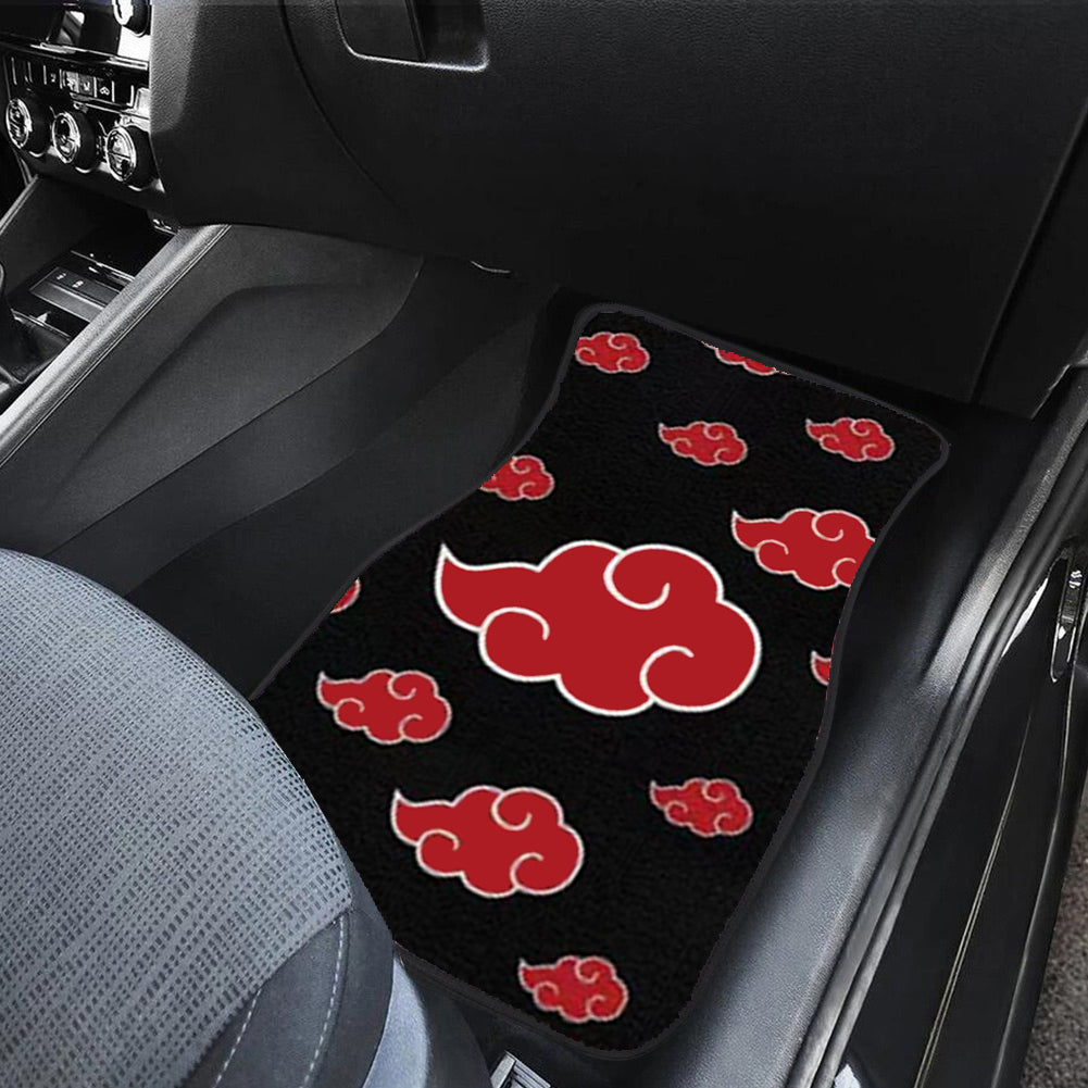 Brand New 4PCS Naruto Akatsuki Cloud Racing Red Fabric Car Floor Mats Interior Carpets