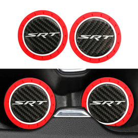 Brand New 2PCS SRT Real Carbon Fiber Car Cup Holder Pad Water Cup Slot Non-Slip Mat Universal