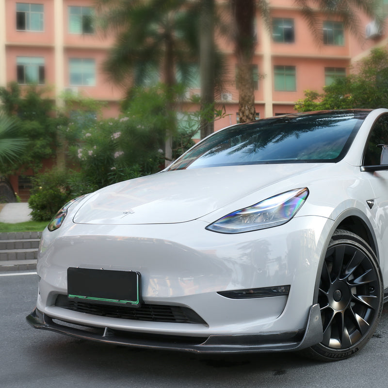 BRAND NEW 2020-2023 Tesla Model Y V Style Front Bumper Lip Real Carbon Fiber