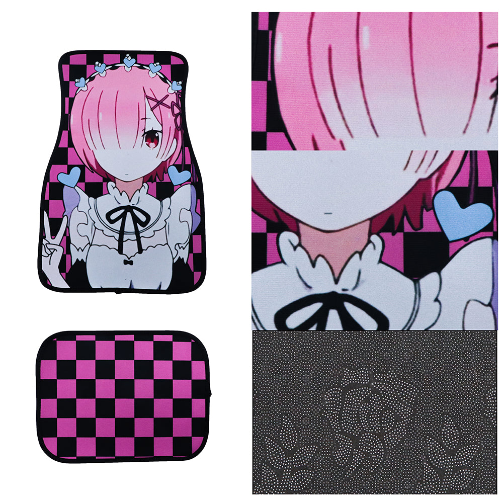 Brand New 4PCS UNIVERSAL ANIME HENTAI Racing Fabric Car Floor Mats Interior Carpets