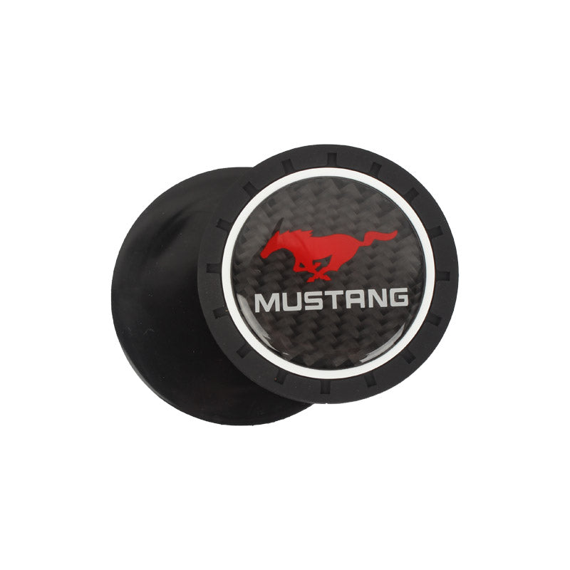 Brand New 2PCS Mustang Real Carbon Fiber Car Cup Holder Pad Water Cup Slot Non-Slip Mat Universal