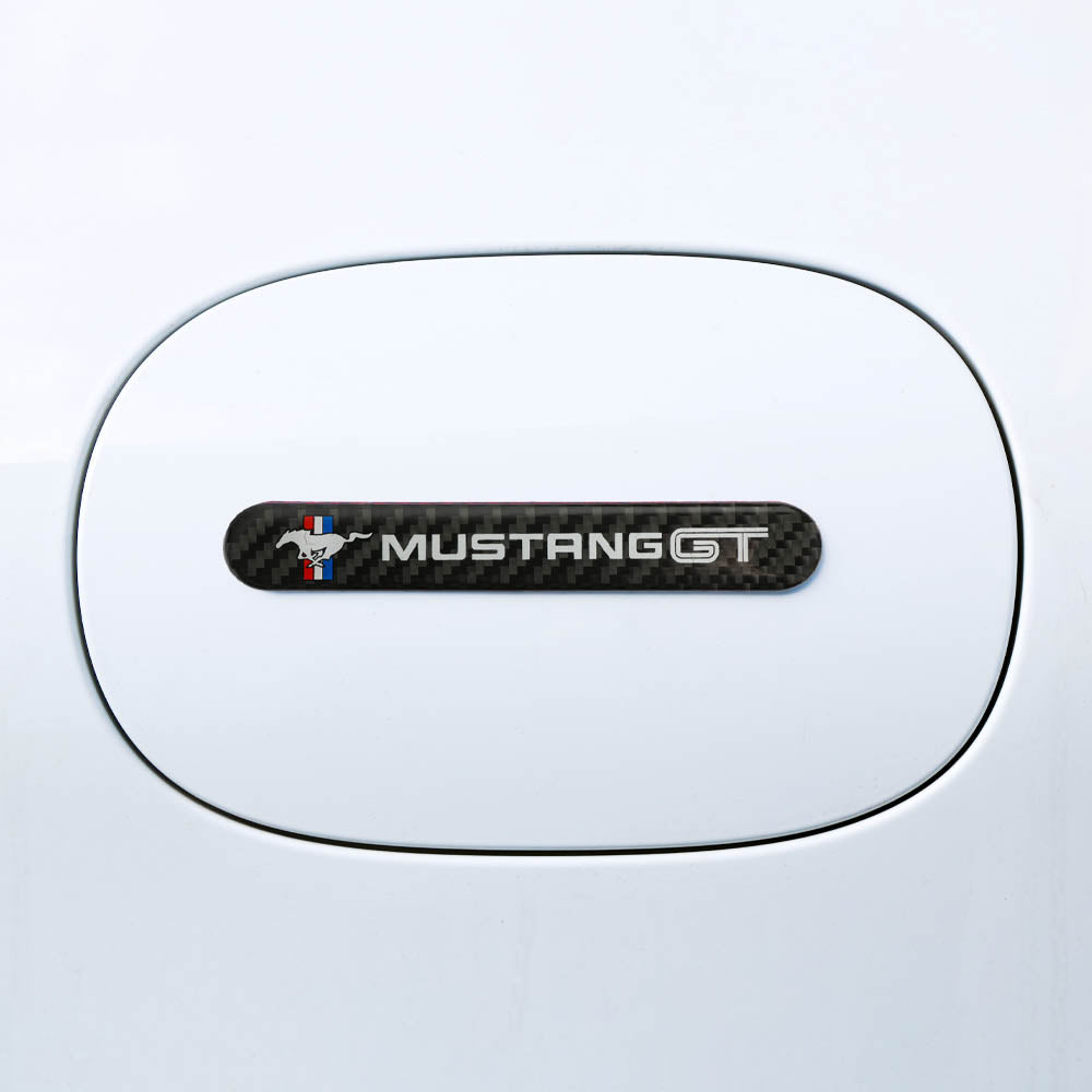 Brand New 4PCS MUSTANG GT Real Carbon Fiber Black Car Trunk Side Fenders Door Badge Scratch Guard Sticker