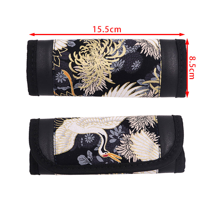 Brand New JDM Sakura Bird Black Universal Car Handbrake PU Leather Sleeves Cover Kit