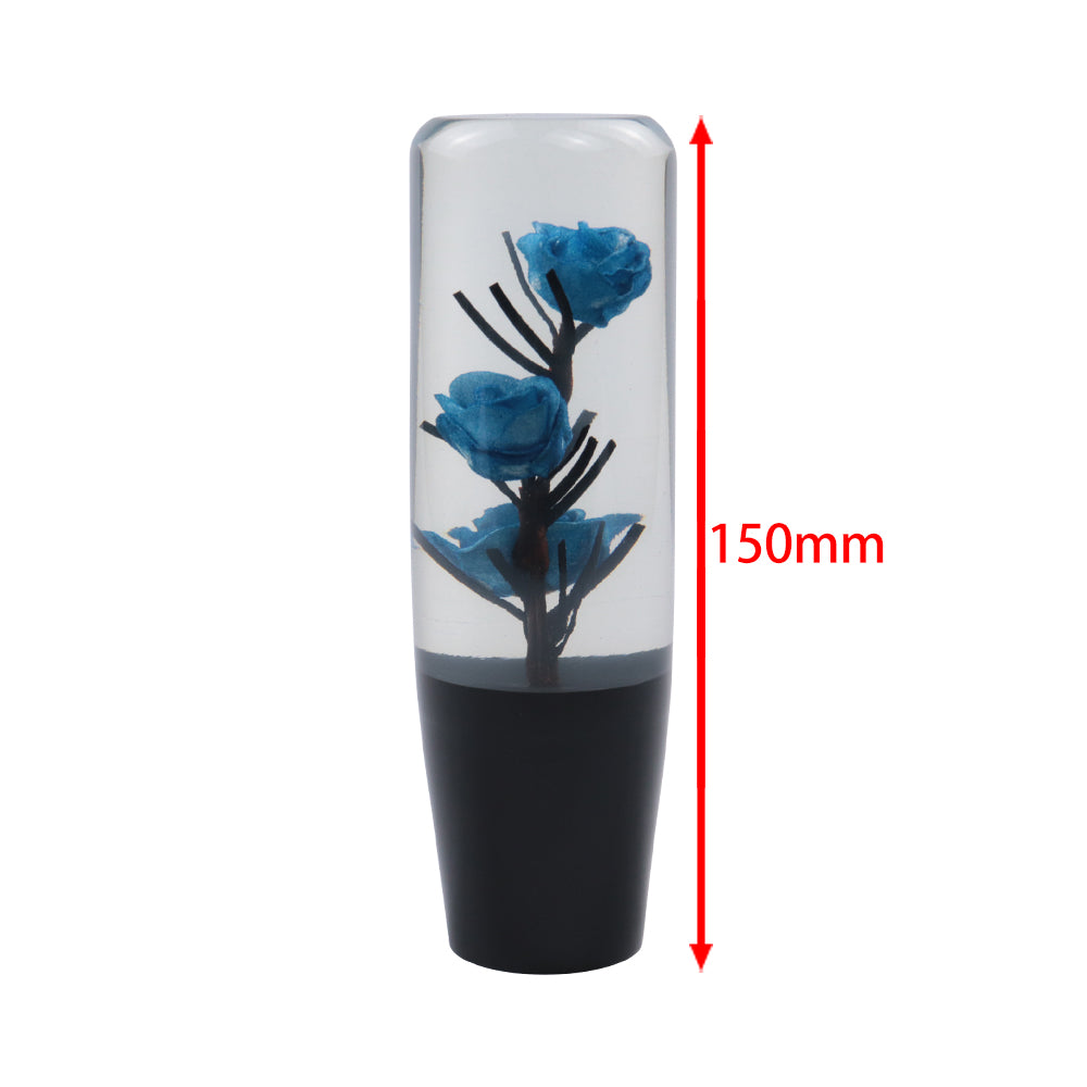 Brand New 1PCS Universal 15CM JDM Clear Blue Real Flowers Manual Car Black Base Racing Stick Shift Knob M8 M10 M12