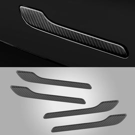 Brand New 4PCS Real Carbon Fiber Door Handle Knob Cover Trim Fit For 2017-2026 Tesla Model 3 / Tesla Model Y Juniper
