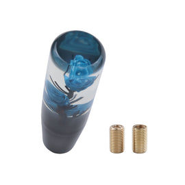 Brand New 1PCS Universal 15CM JDM Clear Blue Real Flowers Manual Car Black Base Racing Stick Shift Knob M8 M10 M12