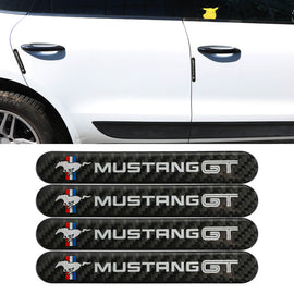 Brand New 4PCS MUSTANG GT Real Carbon Fiber Black Car Trunk Side Fenders Door Badge Scratch Guard Sticker