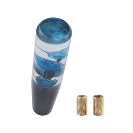 Brand New 1PCS Universal 20CM JDM Clear Blue Real Flowers Manual Car Black Base Racing Stick Shift Knob M8 M10 M12