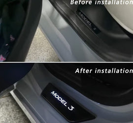 Brand New 4PCS Tesla Model 3 2017-2024 Door Sill Protector with LED Light Front/Rear Illuminated Door Sill, Magnetically Anti-Scratch