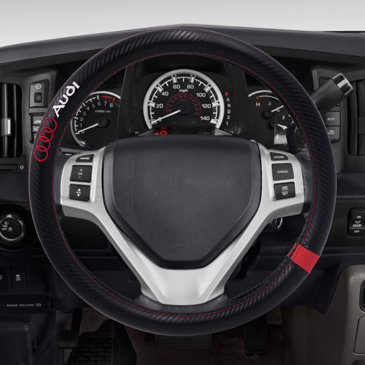 BRAND NEW AUDI 15" Diameter Car Steering Wheel Cover Carbon Fiber Style Look
