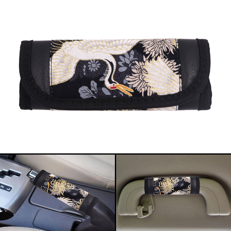 Brand New JDM Sakura Bird Black Universal Car Handbrake PU Leather Sleeves Cover Kit