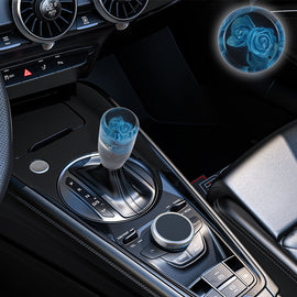 Brand New 1PCS Universal 10CM JDM Clear Blue Real Flowers Manual Car Black Base Racing Stick Shift Knob M8 M10 M12
