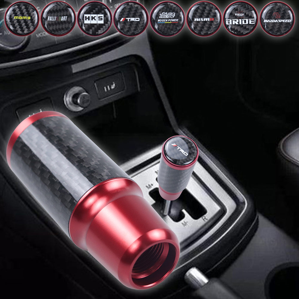 Brand New Universal TRD Red Real Carbon Fiber Racing Gear Stick Shift Knob For MT Manual M12 M10 M8
