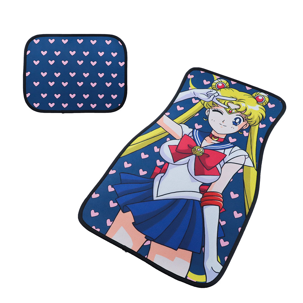 Brand New 4PCS UNIVERSAL ANIME SAILOR MOON Racing Fabric Car Floor Mats Interior Carpets