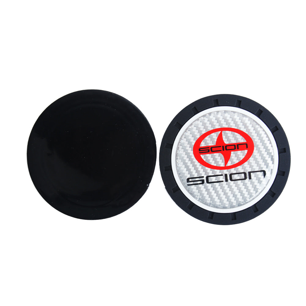 Brand New 2PCS Scion Real Carbon Fiber Car Cup Holder Pad Water Cup Slot Non-Slip Mat Universal