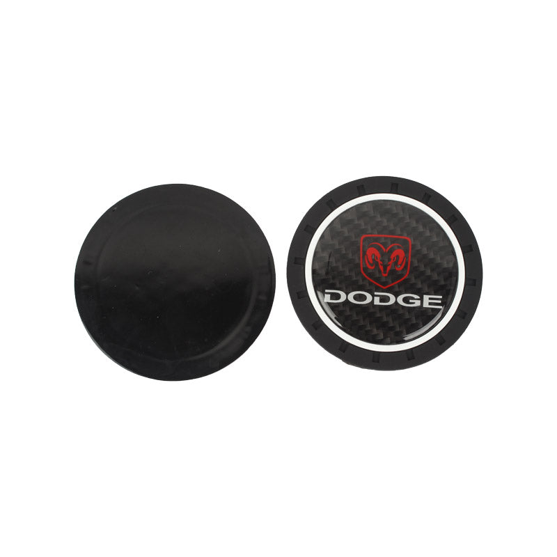 Brand New 2PCS Dodge Real Carbon Fiber Car Cup Holder Pad Water Cup Slot Non-Slip Mat Universal