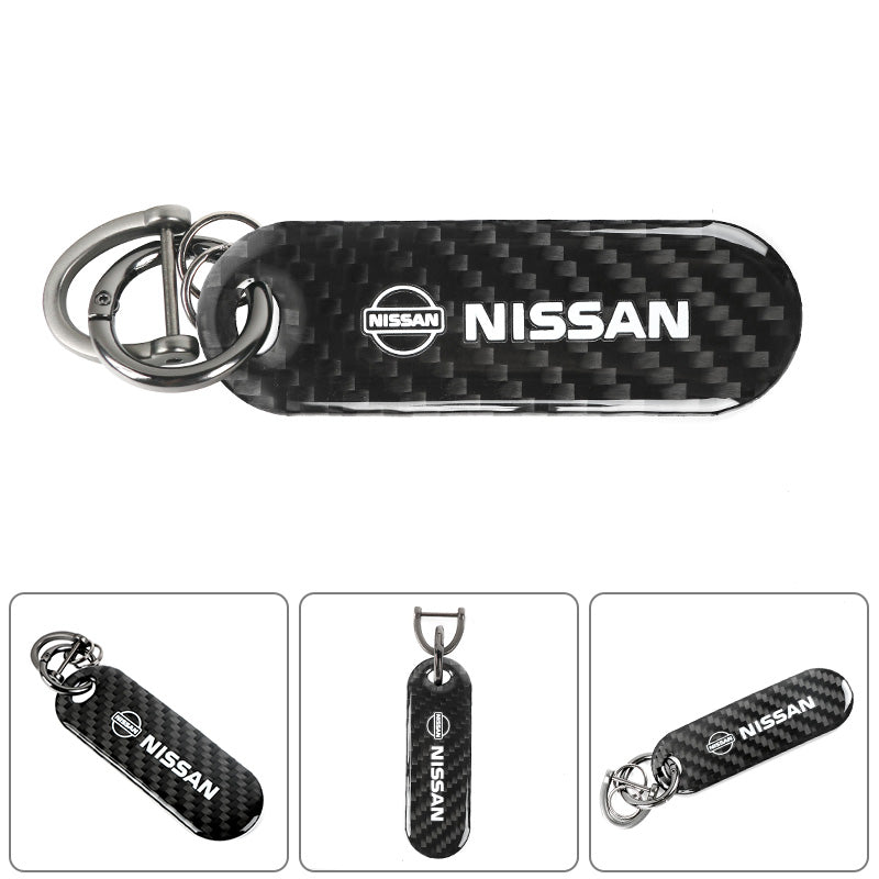 Brand New Universal 100% Real Carbon Fiber Keychain Key Ring For Nissan