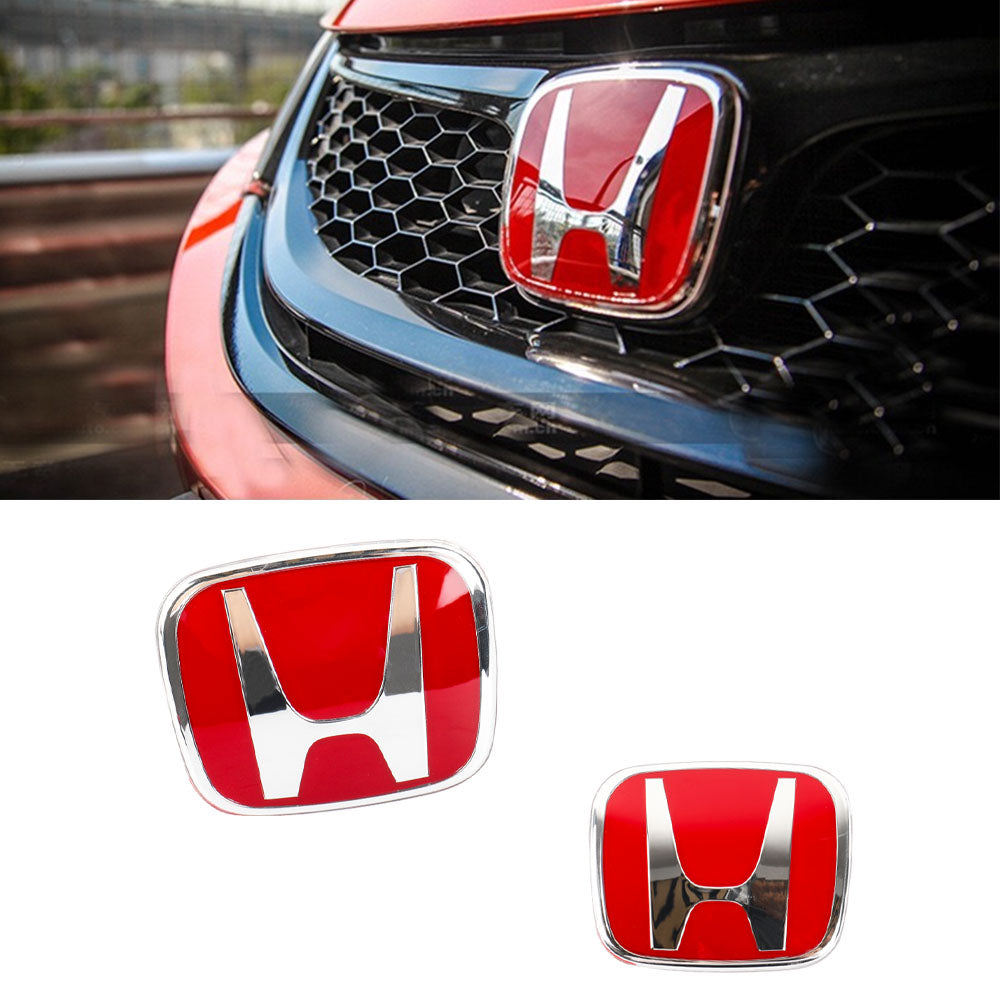BRAND NEW 3PCS HONDA RED FRONT+REAR+STEERIING JDM EMBLEM SET FOR CIVIC 2008-2017 2DR COUPE