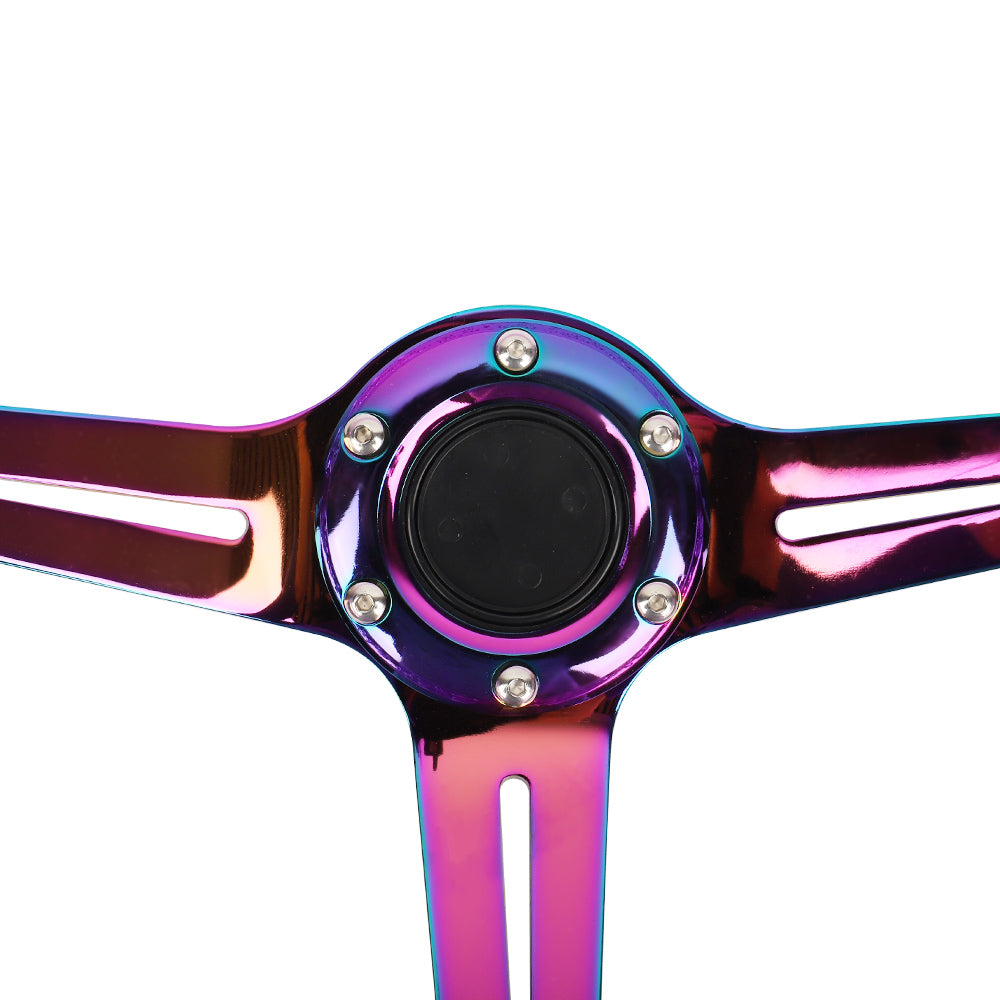 Brand New Universal 6-Hole 350mm Deep Dish Vip Green Crystal Bubble Neo Spoke Steering Wheel