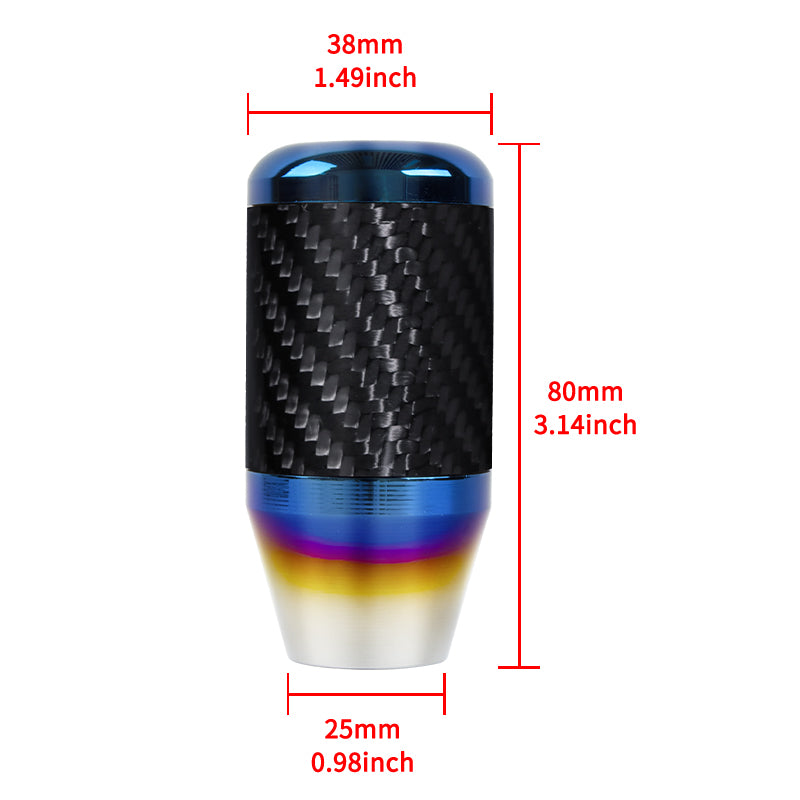 Brand New Universal Ralliart Car Gear Manuel Stick Real Carbon Fiber / Burnt Blue Shift Knob M8 M10 M12