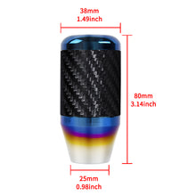 Load image into Gallery viewer, Brand New Universal Ralliart Car Gear Manuel Stick Real Carbon Fiber / Burnt Blue Shift Knob M8 M10 M12