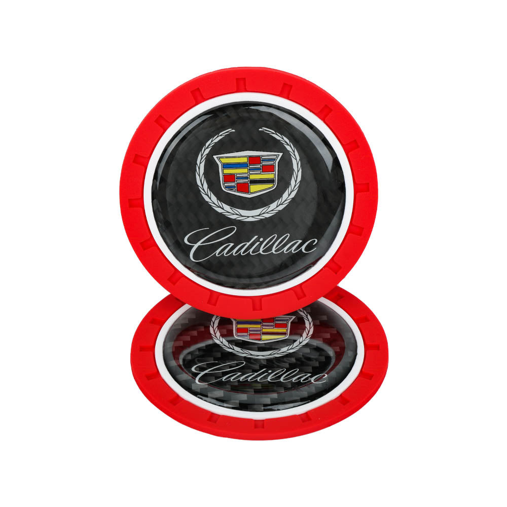 Brand New 2PCS Cadillac Real Carbon Fiber Car Cup Holder Pad Water Cup Slot Non-Slip Mat Universal