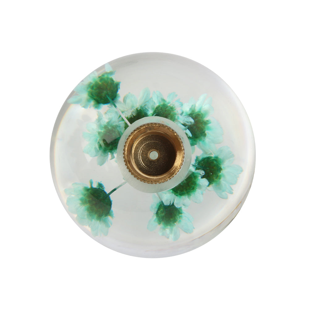 Brand New Universal Round Ball Crystal Clear Green Flowers Manual Gear Shift Knob Shifter M8 M10 M12