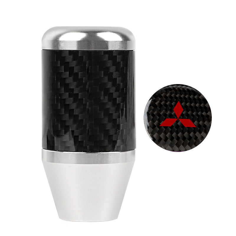 Brand New Universal Mitsubishi Silver Real Carbon Fiber Racing Gear Stick Shift Knob For MT Manual M12 M10 M8