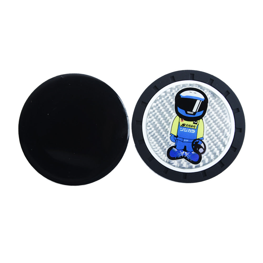 Brand New 2PCS Spoon Sports Racer Real Carbon Fiber Car Cup Holder Pad Water Cup Slot Non-Slip Mat Universal