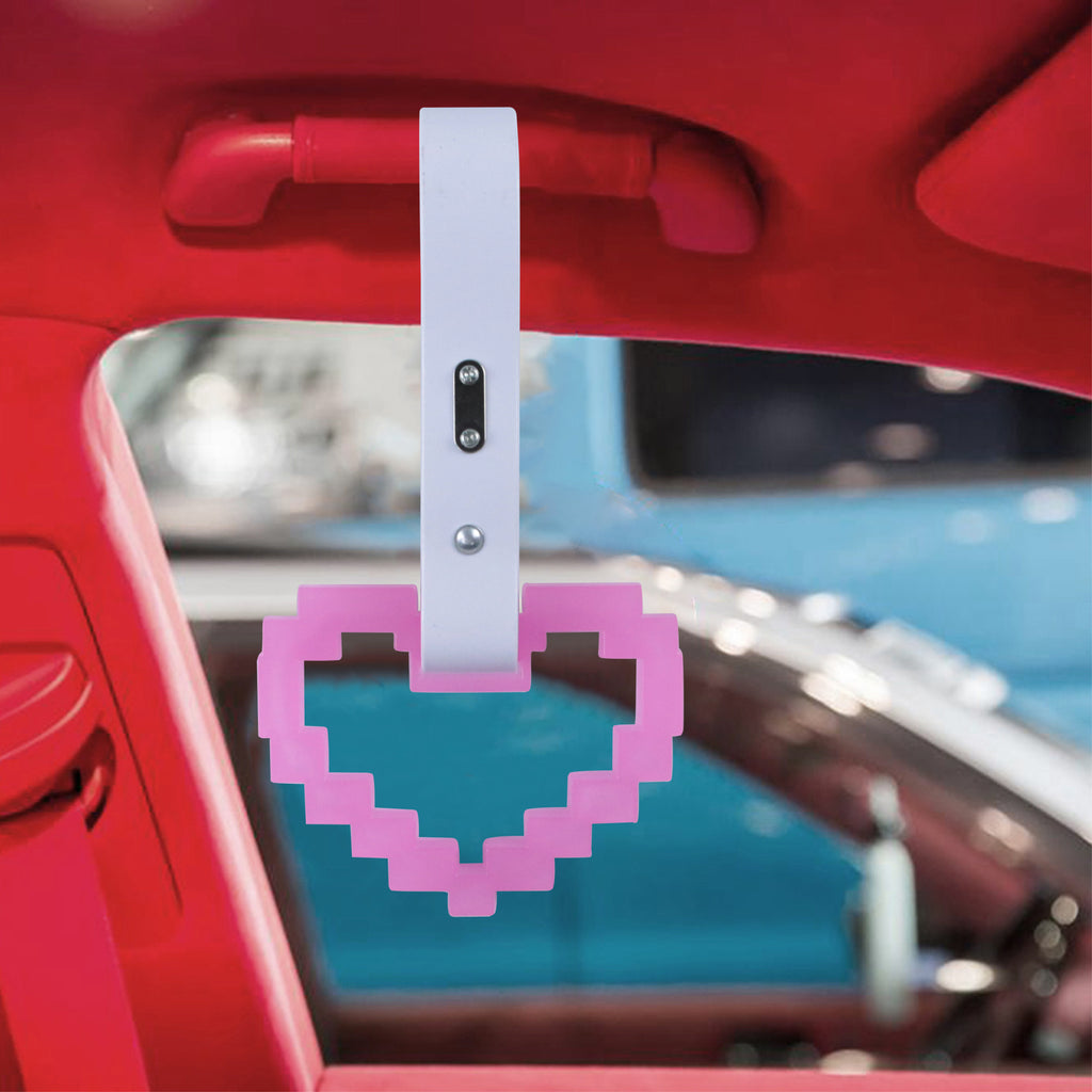 Brand New Minecraft Heart H-Pink (Glows in the Dark) JDM TSURIKAWA Ring Subway Train Bus White Handle Strap Charm Drift