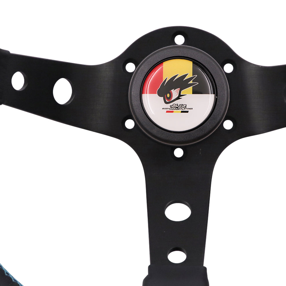 Brand New Universal Mugen Power Car Horn Button Black Steering Wheel Center Cap