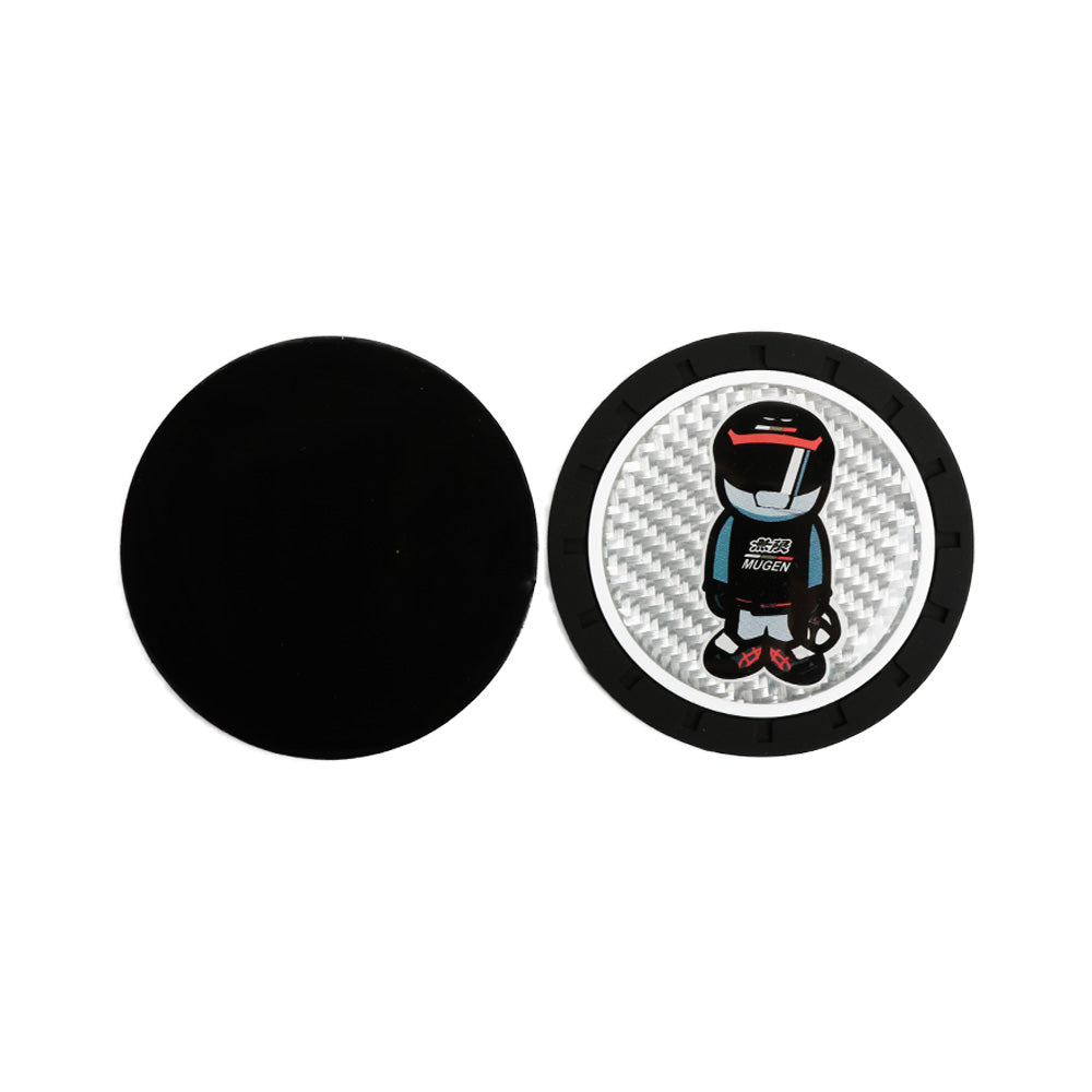 Brand New 2PCS MUGEN RACER Real Carbon Fiber Car Cup Holder Pad Water Cup Slot Non-Slip Mat Universal