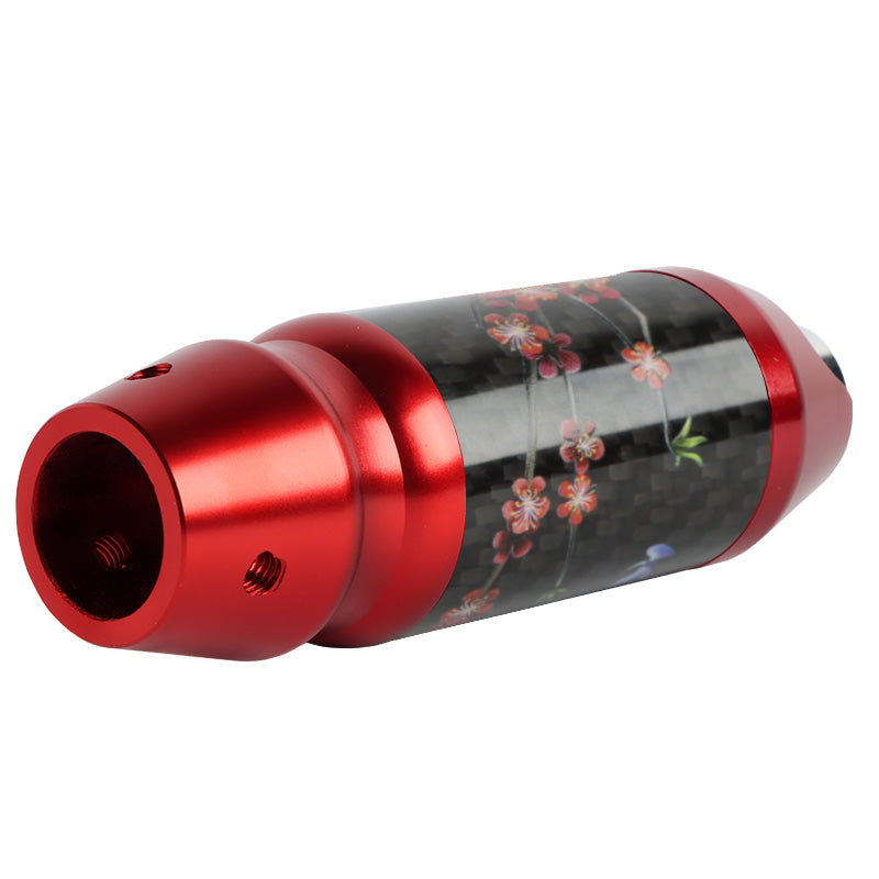 Brand New Universal Sakura Flower Real Carbon Fiber Red Aluminum Automatic Transmission Racing Gear Shift Knob