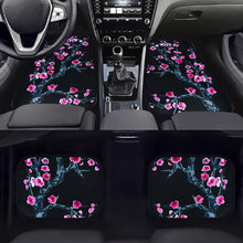 Load image into Gallery viewer, Brand New Universal 4PCS SAKURA FLOWER Racing Black Fabric Car Floor Mats Interior Carpets