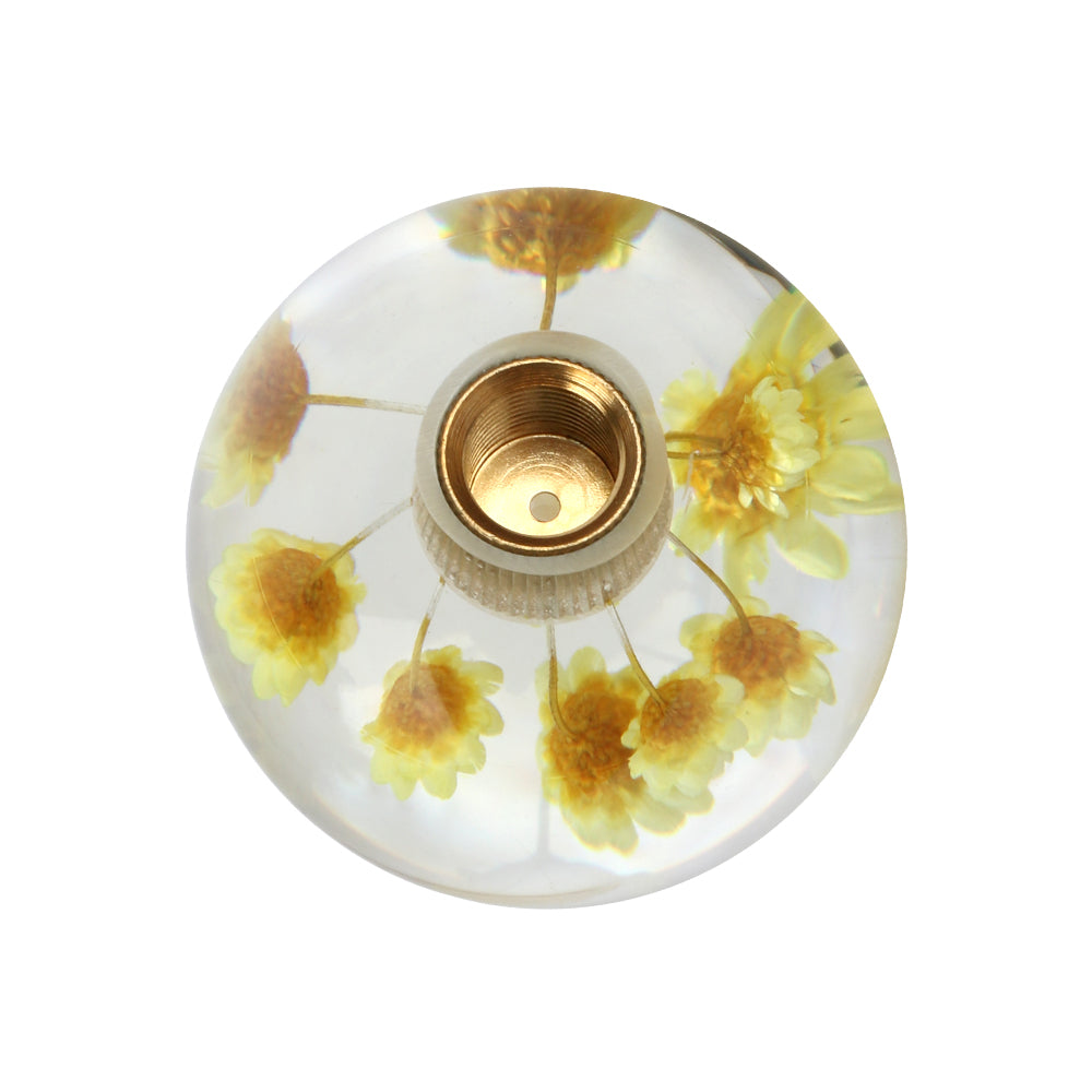 Brand New Universal Round Ball Crystal Clear Gold Flowers Manual Gear Shift Knob Shifter M8 M10 M12