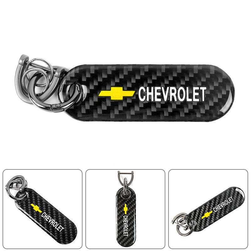 Brand New Universal 100% Real Carbon Fiber Keychain Key Ring For Chevrolet