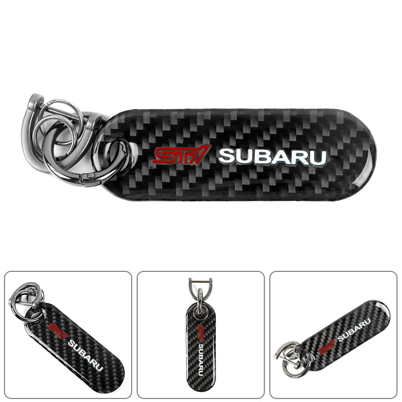 Brand New Universal 100% Real Carbon Fiber Keychain Key Ring For Subaru