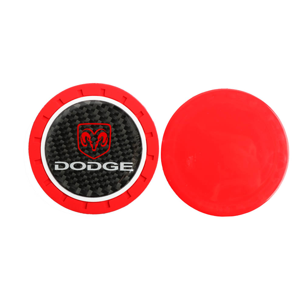 Brand New 2PCS Dodge Real Carbon Fiber Car Cup Holder Pad Water Cup Slot Non-Slip Mat Universal