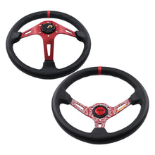 Load image into Gallery viewer, Brand New 350mm 14&quot; Deep Dish Racing Momo Black Steering Wheel PVC Leather Red Spoke