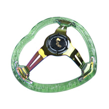 Load image into Gallery viewer, Brand New Universal 6-Hole 350MM Heart Green Deep Dish Vip Crystal Bubble Neo Spoke Steering Wheel