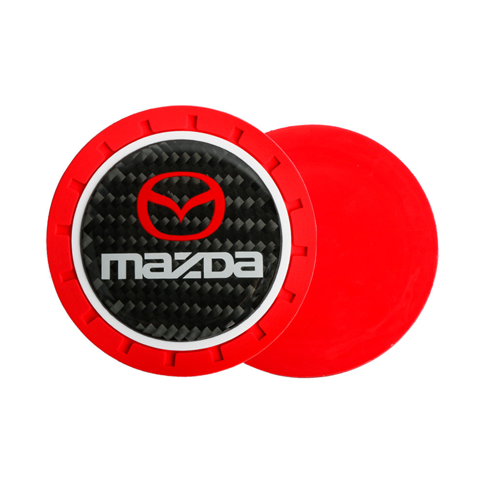 Brand New 2PCS MAZDA Real Carbon Fiber Car Cup Holder Pad Water Cup Slot Non-Slip Mat Universal