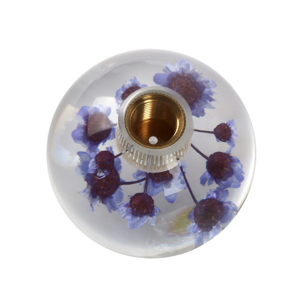 Brand New Universal Round Ball Crystal Clear Purple Flowers Manual Gear Shift Knob Shifter M8 M10 M12
