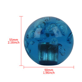 BRAND NEW UNIVERSAL V2 CRYSTAL BUBBLE BLUE ROUND BALL SHIFT KNOB MANUAL CAR RACING GEAR UNIVERSAL